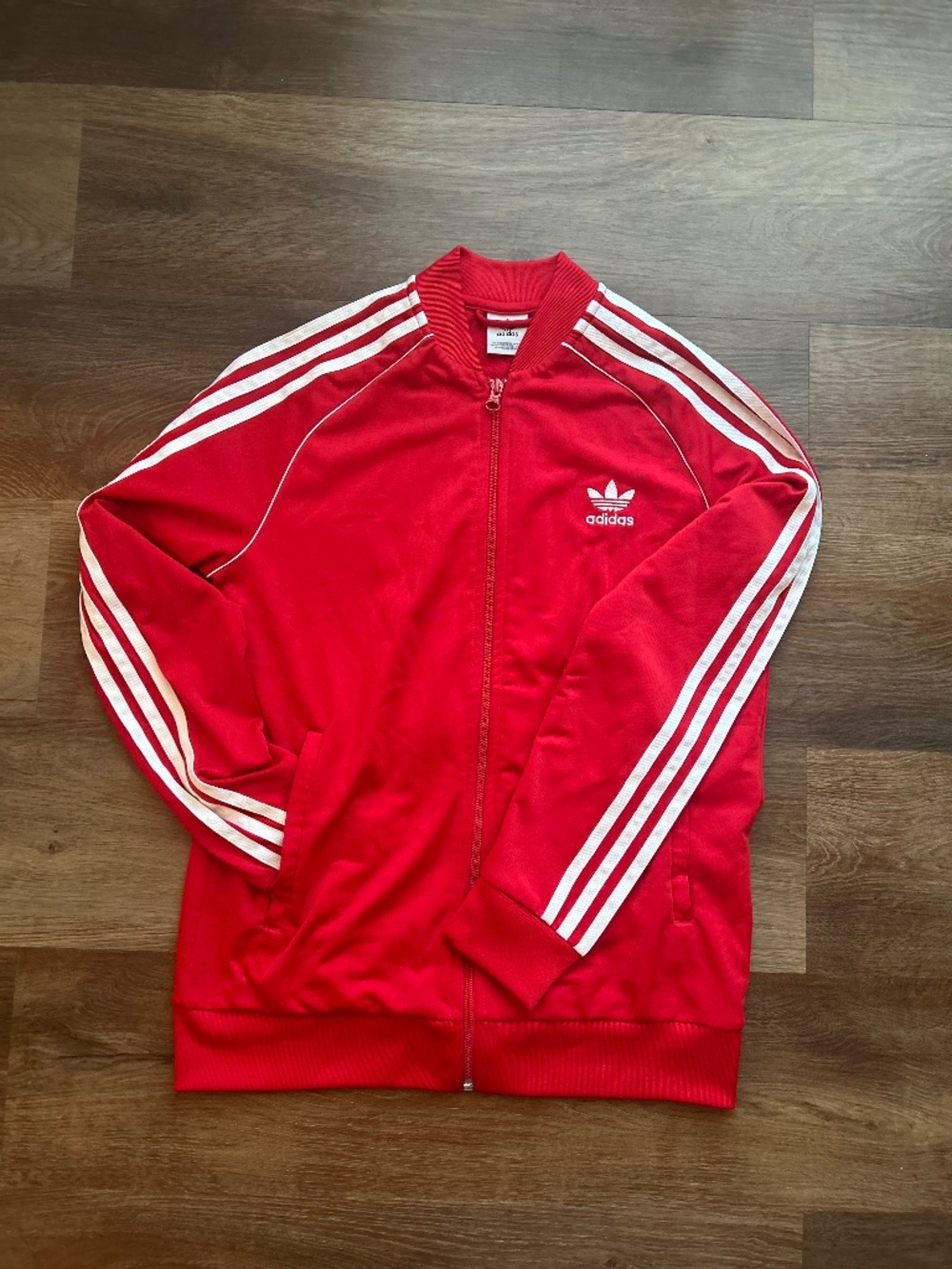 adidas Firebird Track Jacket Red White Full Zip Small